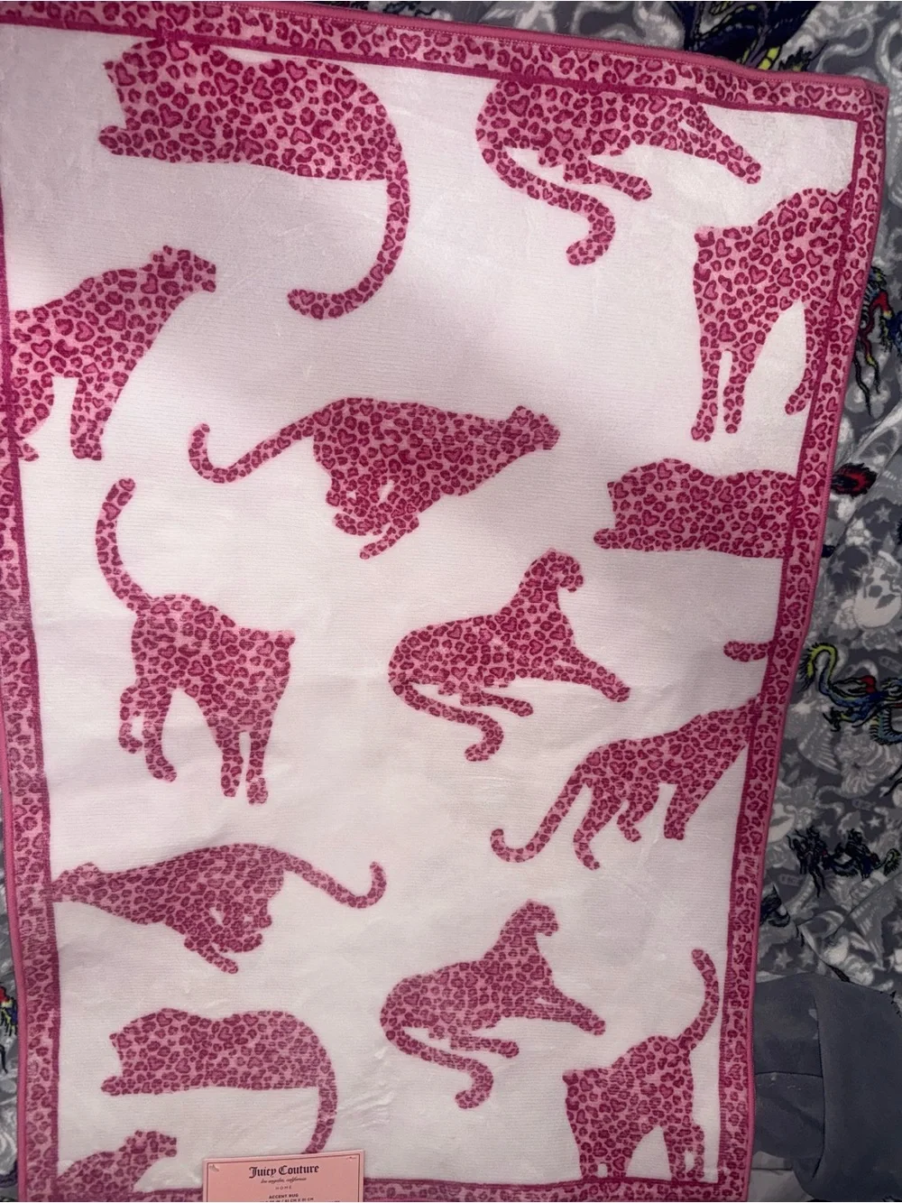Juicy Couture Pink & White Leopard Accent Mat